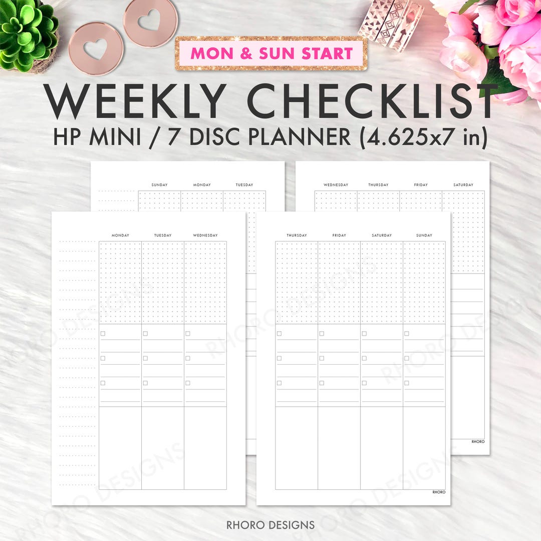 Vertically Checklist Example MINI Happy Planner Weekly Checklist Printable Inserts, Weekly Vertical ...