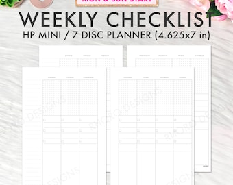 MINI Happy Planner - Lista de verificación semanal imprimible (insertos), lista de verificación semanal vertical (mini Happy Planner sin fecha), descarga de PDF imprimible