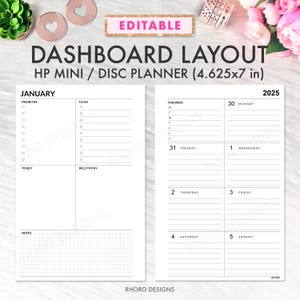 EDITABLE Happy Planner Mini Dashboard Layout Printable Insert, Mini Happy Planner Dashboard Week Undated Refill Inserts, Happy Planner Mini