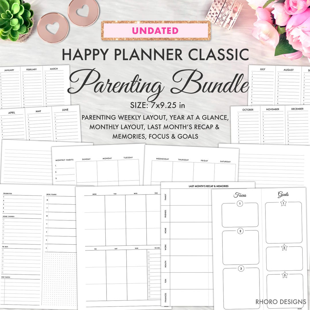 CLASSIC HAPPY PLANNER Parenting Layout Bundle Printable Insert, Year ...