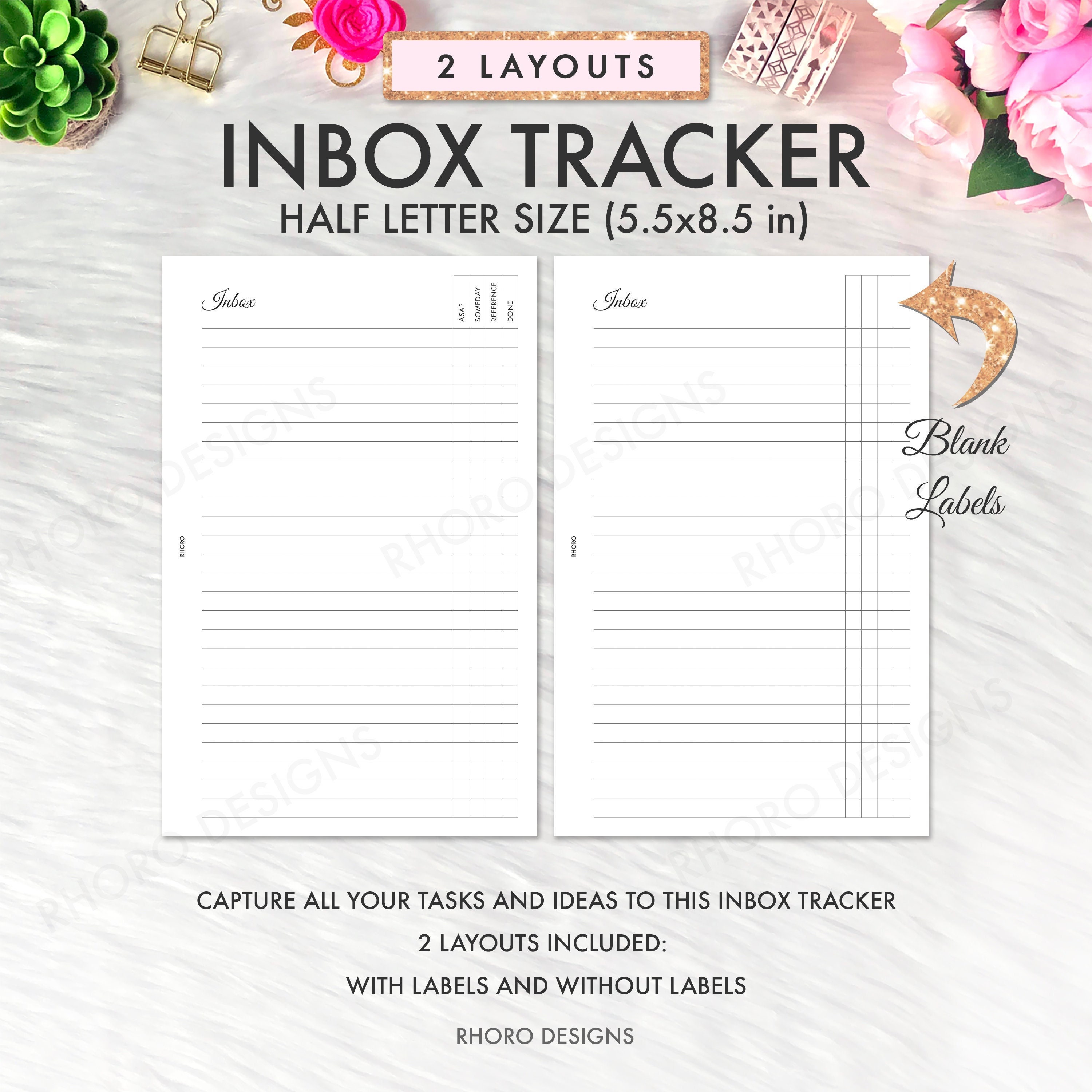 Half Letter Planner Inserts Printable, Inbox Tracker Insert, Half Letter Printable, Half Letter Planner Inserts, Inbox System Printable PDF