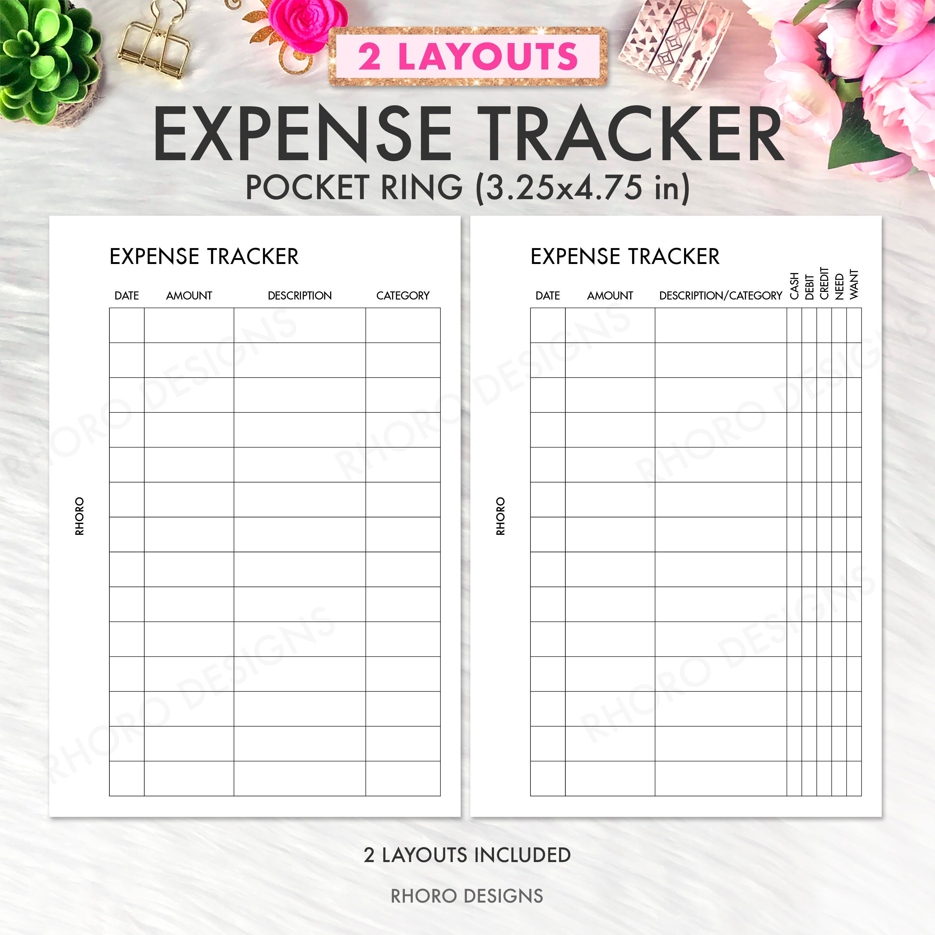 POCKET PLANNER INSERTS Printable, Expense Tracker, Spending Tracker ...