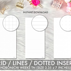 HOBONICHI WEEKS Printable Inserts Grid, Lines, Dotted Grid Set, Printable Hobonichi Weeks Insert, Insert Printable Grid Dotted Line Set