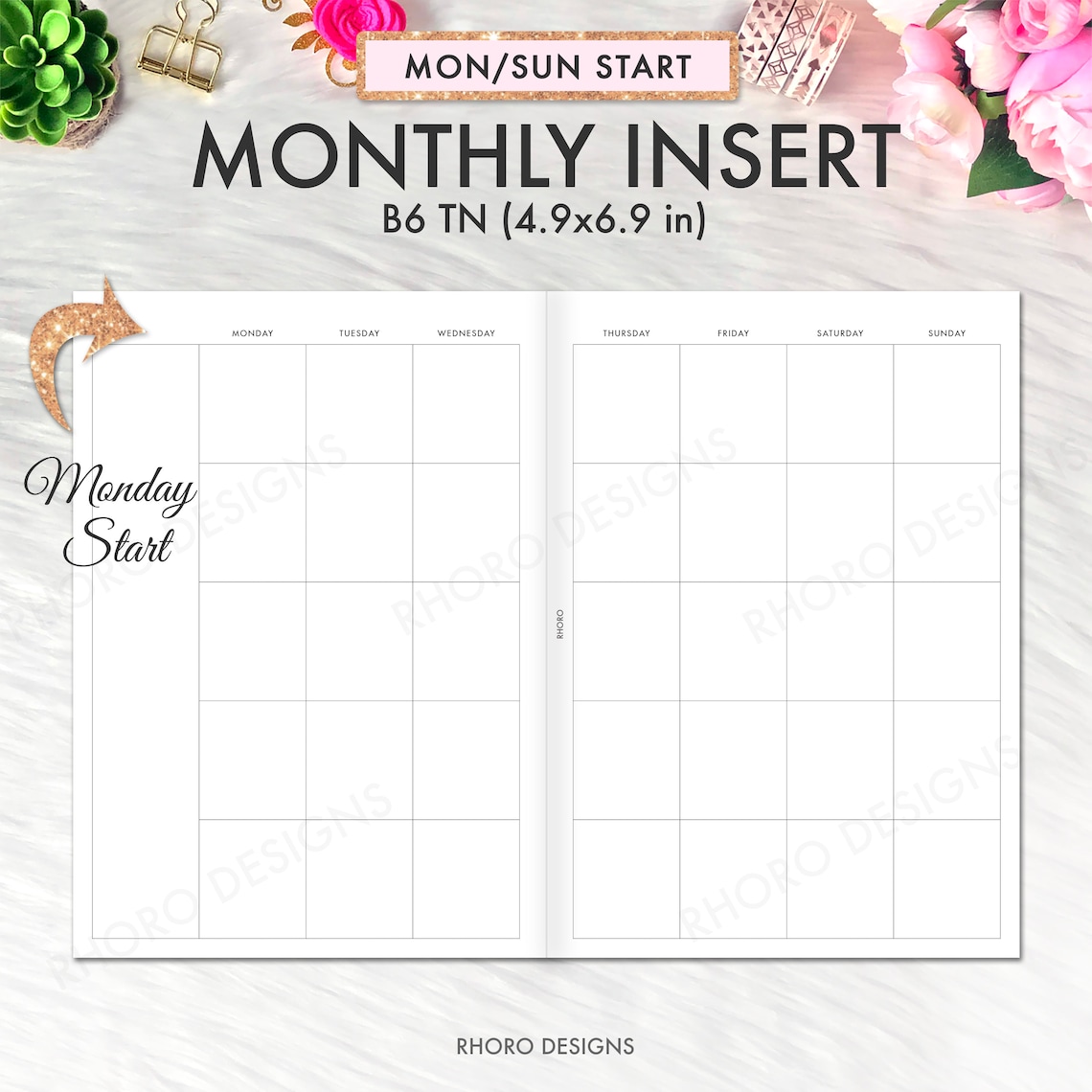 B6 TN Inserts B6 TN Printable Inserts B6 TN Monthly B6 Etsy