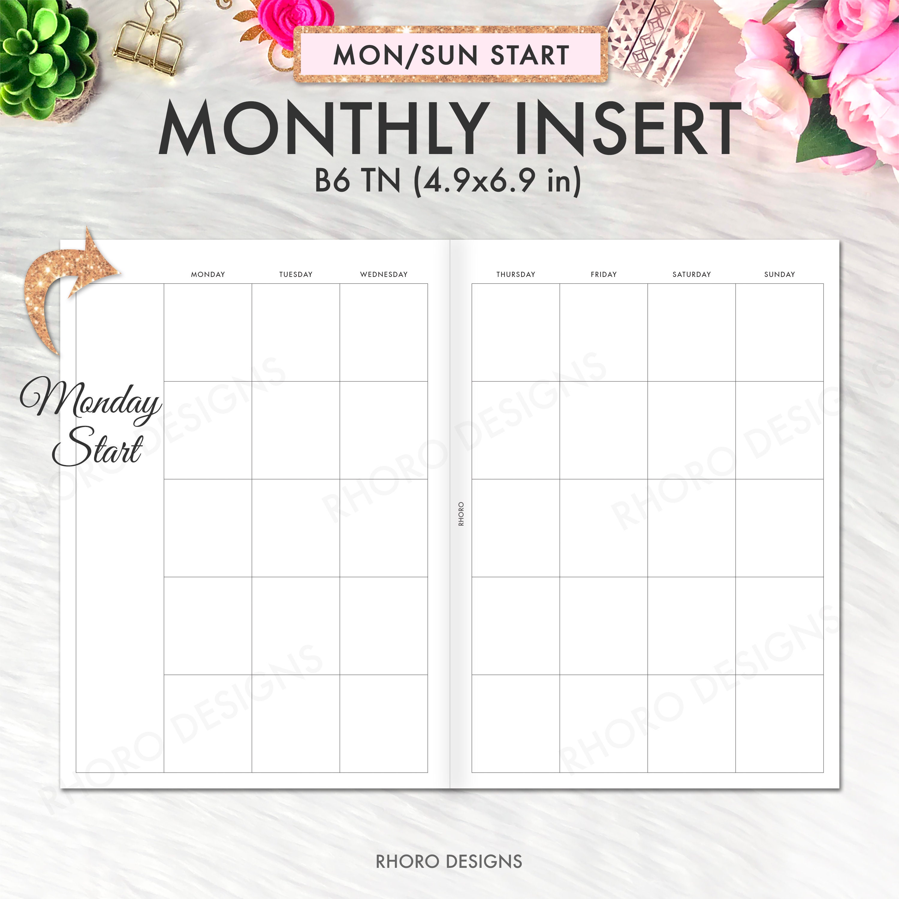 B6 TN Inserts B6 TN Printable Inserts B6 TN Monthly B6 - Etsy
