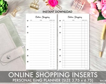 Personal Ring Planner Inserts, Personal Planner Inserts, Online Shopping Purchase, Personal Planner Printable, Filofax Personal Refill PDF