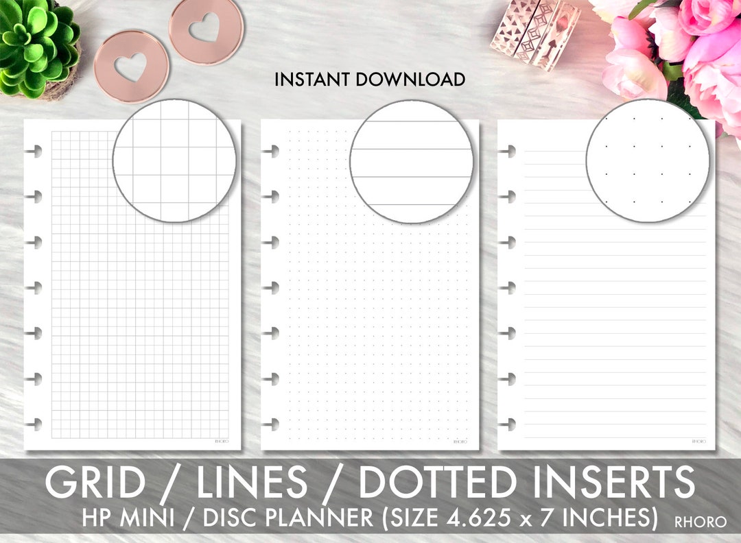 Mini Happy Planner Inserts, Happy Planner Mini Printable Inserts, Grid ...