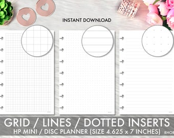 Mini Happy Planner Einsätze, druckbare Happy Planner Mini Einsätze, Gitter, Linien, gepunktetes Grid Set, Mambi Mini, Happy Planner druckbare Einsätze