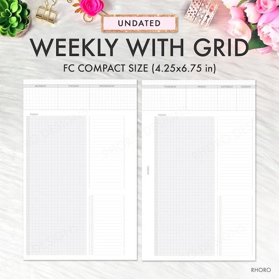 Franklin Covey Inserts FC Compact Inserts Printable Weekly | Etsy