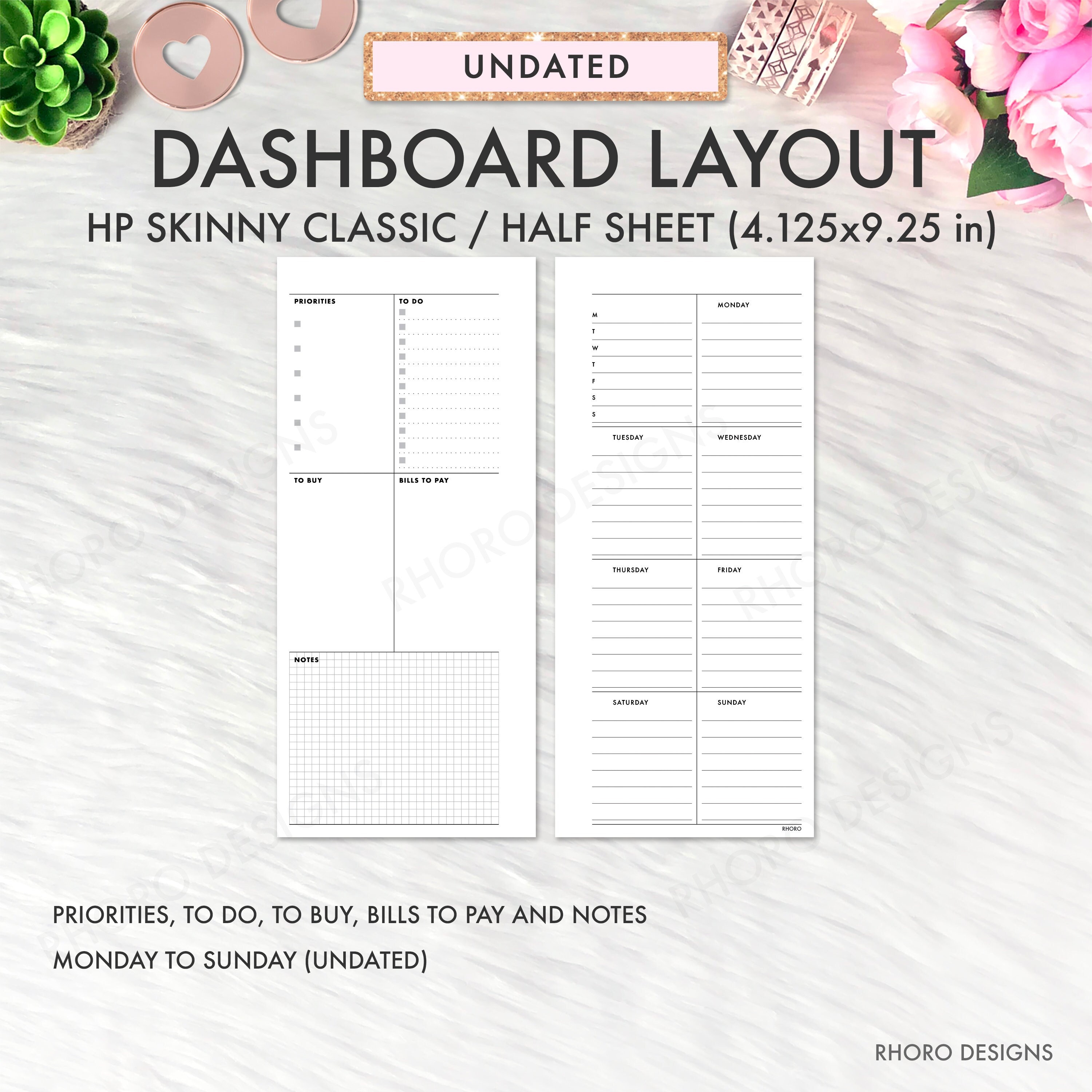 Dashboard Layout Happy Planner Skinny Classic Printable - Etsy