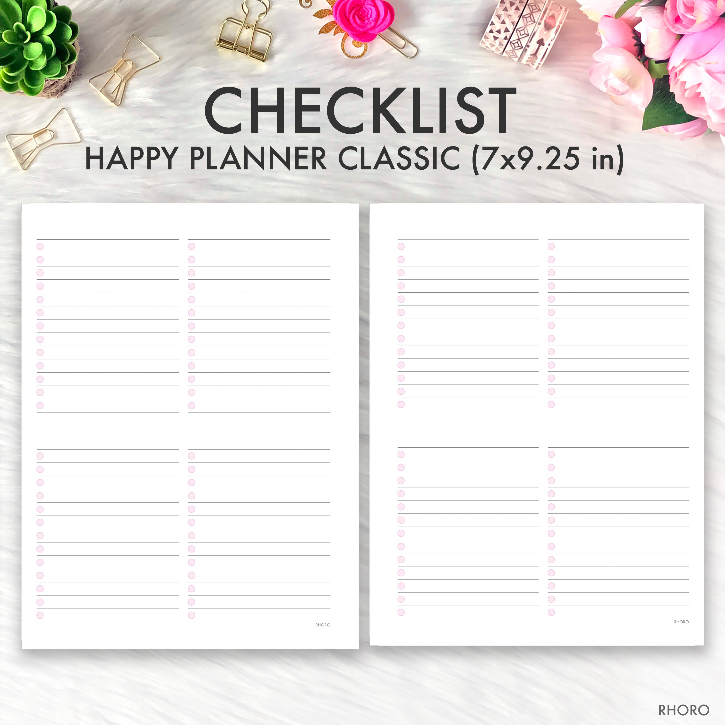 CLASSIC Happy Planner CHECKLIST Printable Inserts to Do Etsy