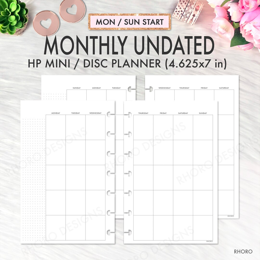 MINI HAPPY PLANNER Inserts, Happy Planner Printable Inserts, Monthly ...