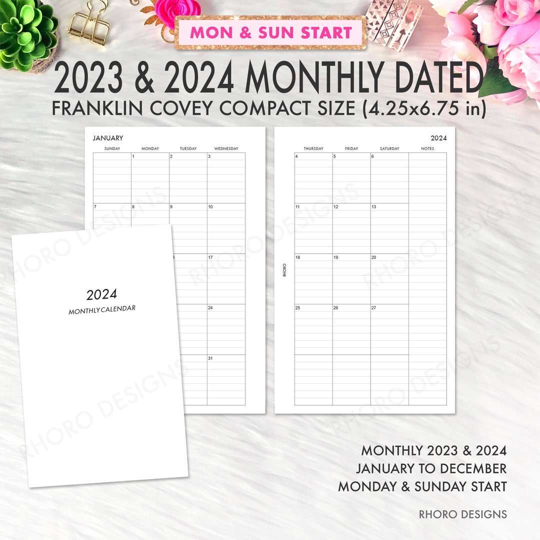 Franklin Covey Inserts Monthly Calendar 2023 2024, MO2P, Franklin Covey