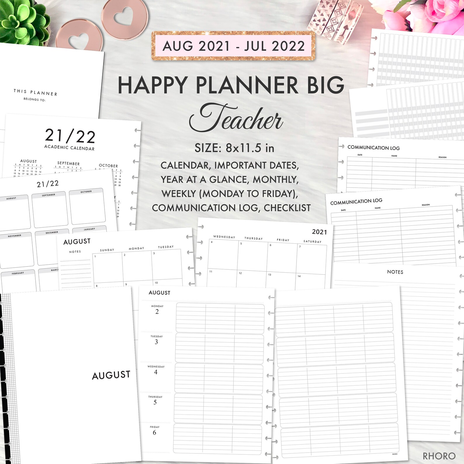 Happy Planner Teacher 20212022 Big Happy Planner Teacher Etsy