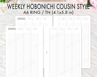 A6 Wochenplaner druckbar, A6 Wochenplaner druckbar, A6 Wochenplaner druckbar, Hobonichi Cousin Stil, A6 PDF WO2P