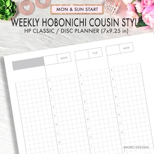 Happy Planner Classic Weekly Hobonichi Cousin Printable Inserts, Weekly ...