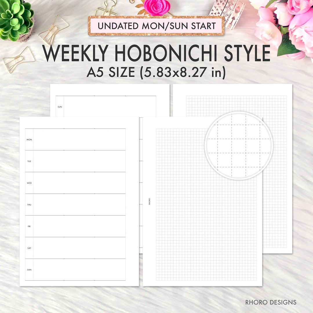 A5 Weekly Planner Inserts Printable, A5 Weekly Insert Printable, A5 ...