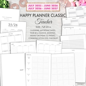 Classic Happy Planner Teacher 2025 2026, Happy Planner Teacher Printable, Classic Happy Planner Inserts, Bundle Inserts, Teacher Printables
