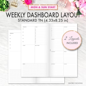 Standard TN Weekly Midori Inserts, Weekly Undated, Travelers Notebook Inserts Printable, Printable TN Inserts, Regular TN Refill, Foxy Fix 6
