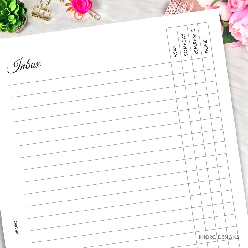Half Letter Planner Inserts Printable Inbox Tracker Insert Etsy