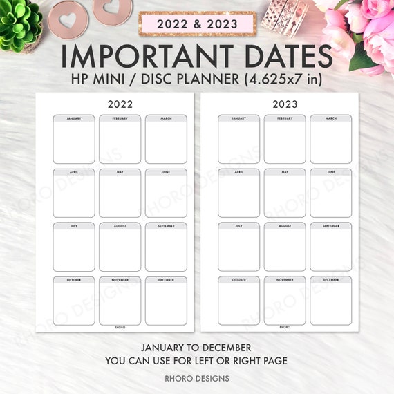MINI HAPPY PLANNER Inserts Printable Important Dates Happy - Etsy
