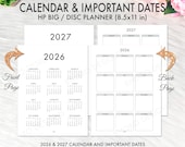 Happy Planner Big Calendar Printable Insert, 2026 2027 Calendar Happy Planner Big Calendar Printable Inserts, Happy Planner Yearly Printable