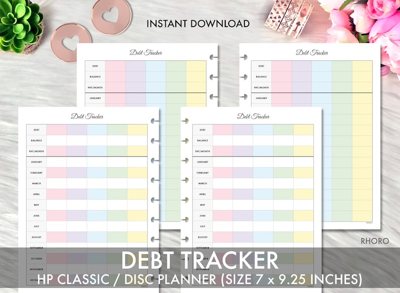 Happy Planner Classic DEBT TRACKER Printable Insert PASTEL Etsy