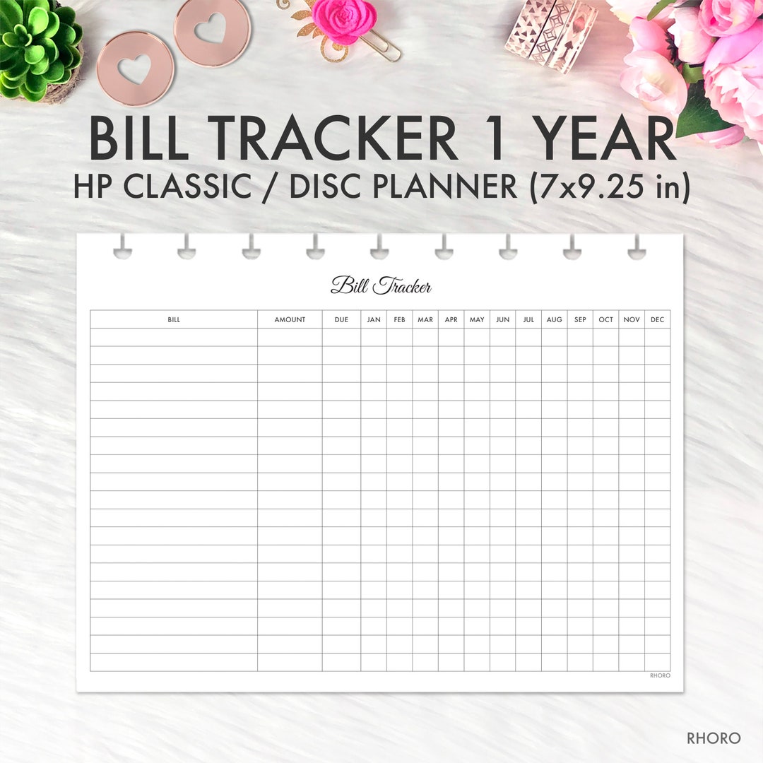 Happy Planner Bill Tracker Printable Insert, Financial Planner for ...
