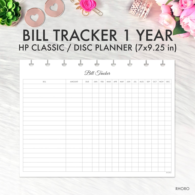 Happy Planner Bill Tracker Printable Insert, Financial Planner for ...