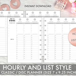 Classic Happy Planner Inserts, Happy Planner Inserts Printable, Hourly Inserts, Undated, Mambi Classic, Happy Planner Printable Inserts