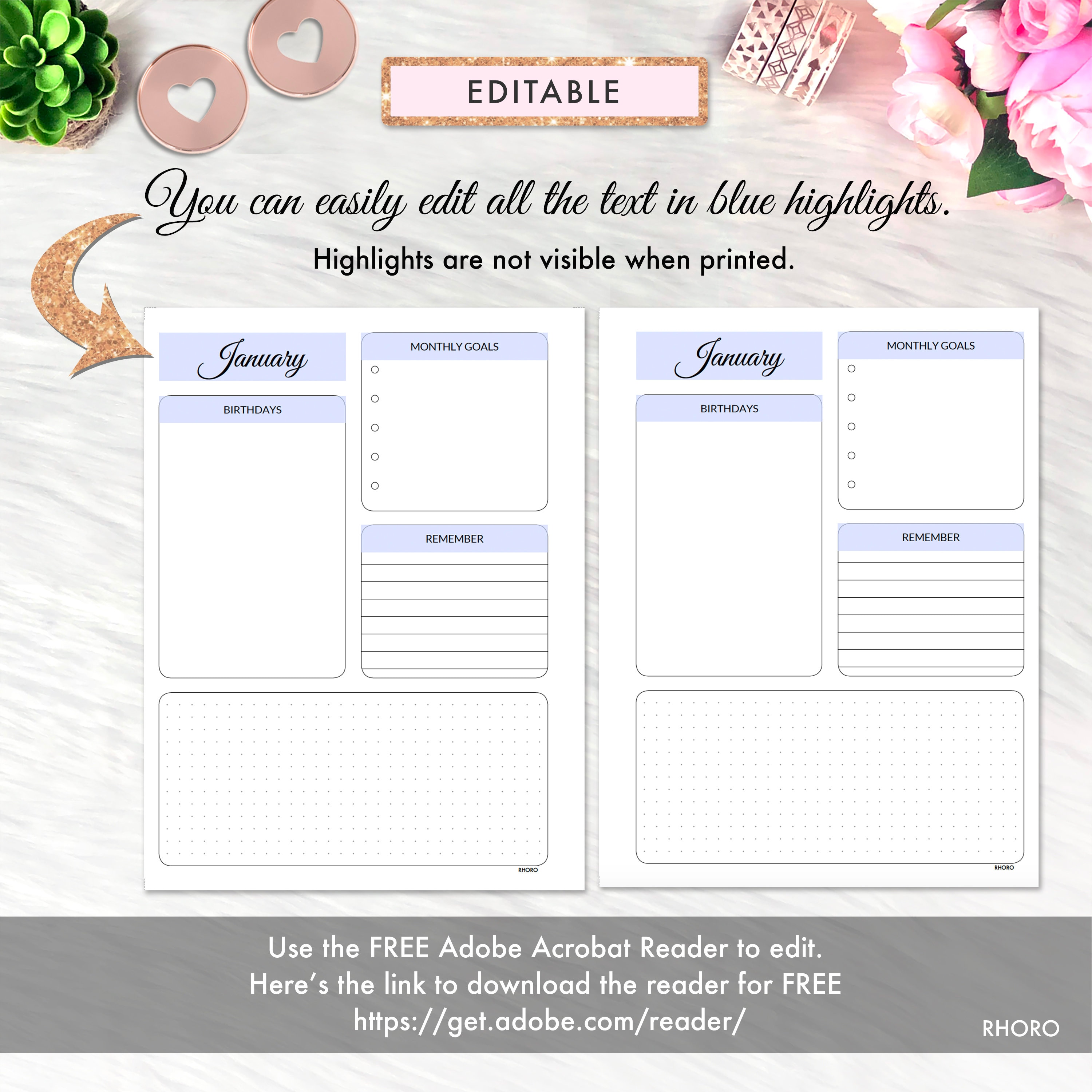EDITABLE Monthly Dashboard Layout CLASSIC Happy Planner | Etsy