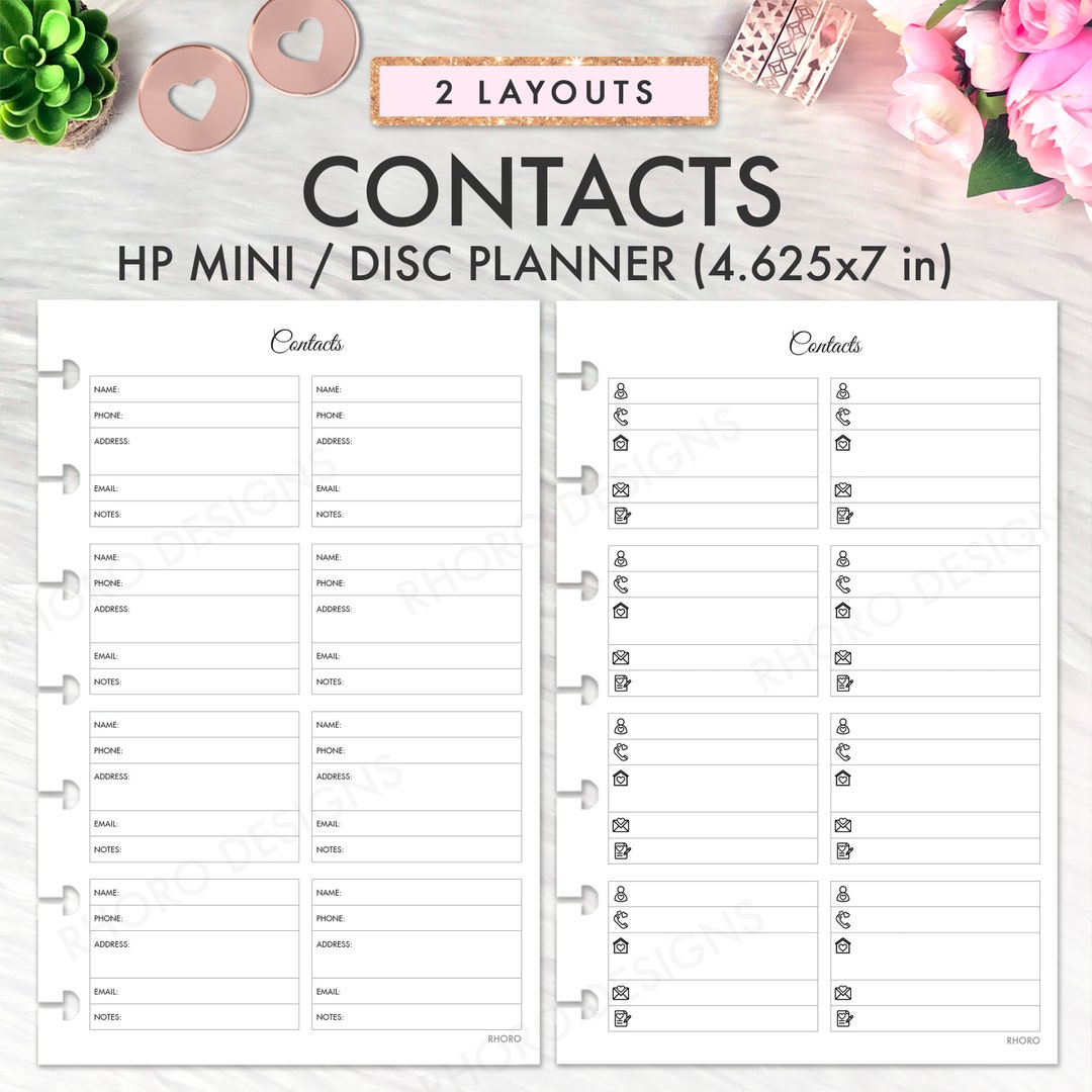 Happy Planner Mini CONTACTS Printable Insert, Contact Pages Address ...