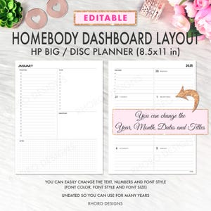 EDITABLE Happy Planner Dashboard Printable, Happy Planner Dashboard Layout, Big Happy Planner Printable, Homebody Weekly Happy Planner