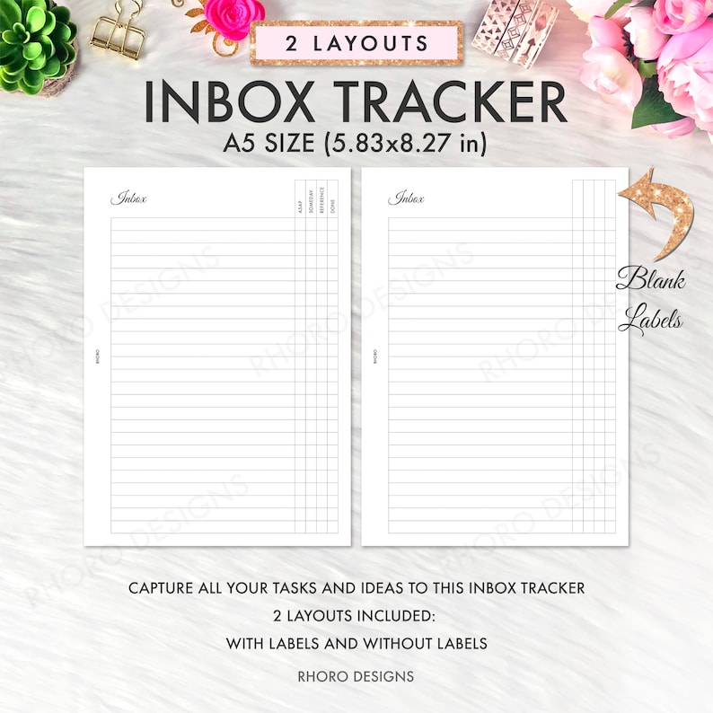 A5 Planner Inserts, A5 Inserts Printable, A5 Planner Printable, A5 Inbox Tracker, Inbox System Printable, A5 Planner Filofax Refill PDF image 1