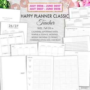 Classic Happy Planner Teacher 2026 2027, Happy Planner Teacher Printable, Classic Happy Planner Inserts, Bundle Inserts, Teacher Printables