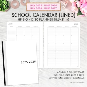 Planificador Feliz Grande 2025-2026, Inserto Imprimible, Calendario Académico Escolar para Maestros y Estudiantes, Planificador Feliz, Carpeta con Fecha y Líneas Mensuales Grandes