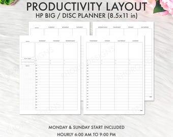 Productivity Layout Big Happy Planner Printable Insert, Weekly Vertical Hourly Time Undated, PDF Download Refill WO2P, Happy Planner 2026