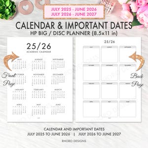 Teacher Student Calendar 2025 2026 2027 Printable PDF, Happy Planner Big Teacher Printable, Teacher Planner Calendar July Start PDF 8.5x11