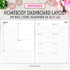 EDITABLE Happy Planner Dashboard Printable, Happy Planner Dashboard Layout, Big Happy Planner Printable, Homebody Weekly Happy Planner