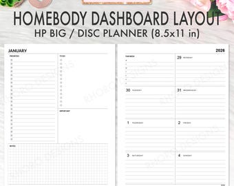 BEWERKBARE Happy Planner dashboard afdrukbaar, Happy Planner dashboardlay-out, Big Happy planner afdrukbaar, Homebody Weekly Happy planner