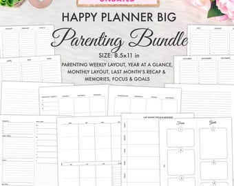 BIG HAPPY PLANNER Ouderschapslay-out Afdrukbare invoeging Pdf, Ouderschap Wekelijks Maandelijks Ongedateerd WO2P MO2P Jaarplanner Aanvulling Sjablonen Pagina's