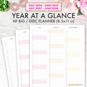 Teacher Year At A Glance July 2026 2027, Happy Planner Big Printable Insert, Teacher Planner Binder Academic Calendar Printable PDF 8.5x11