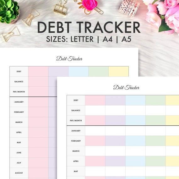 DEBT TRACKER Pastel Debt Tracker Printable Debt Tracker | Etsy