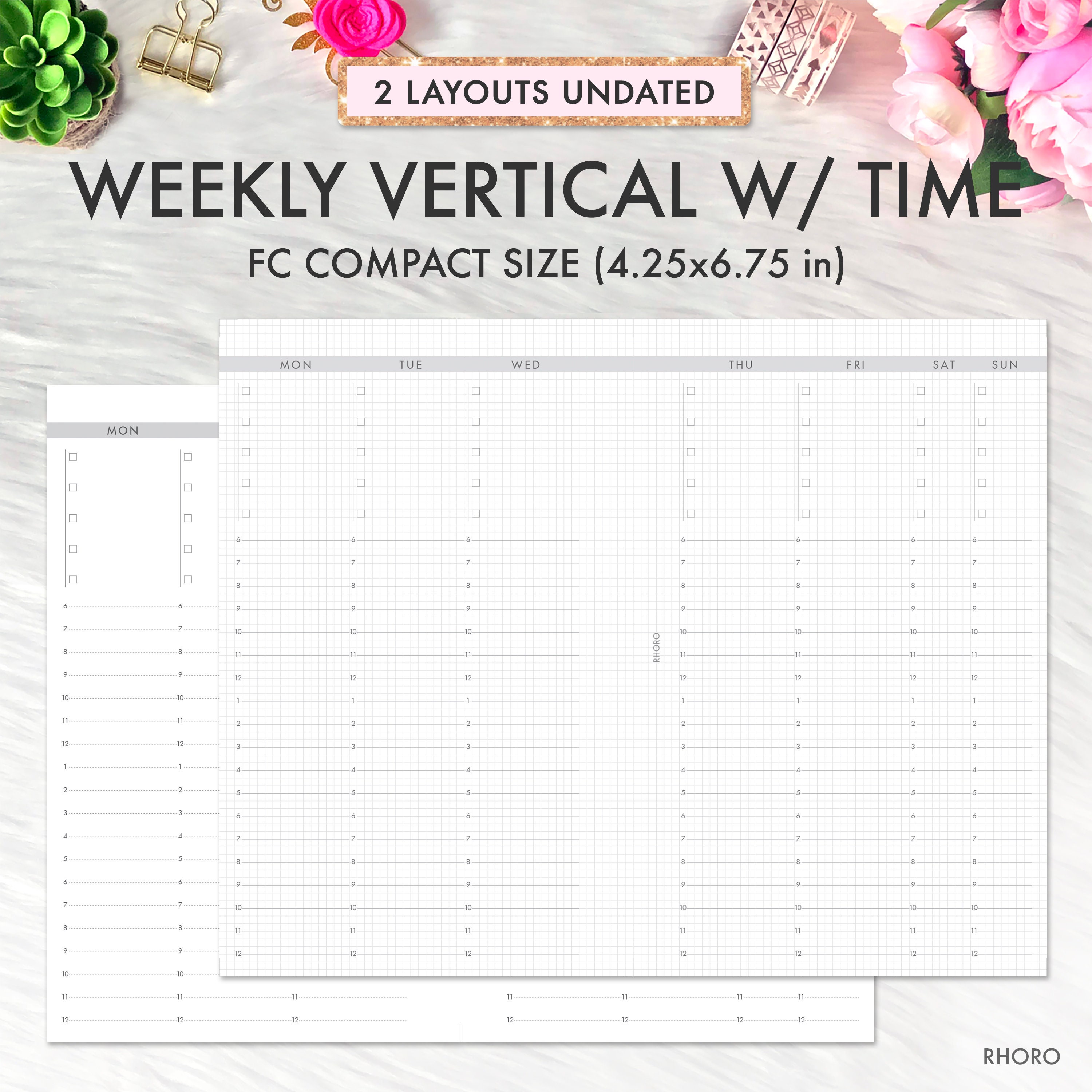 FRANKLIN COVEY Compact Inserts Printable Weekly Vertical on 2 Etsy