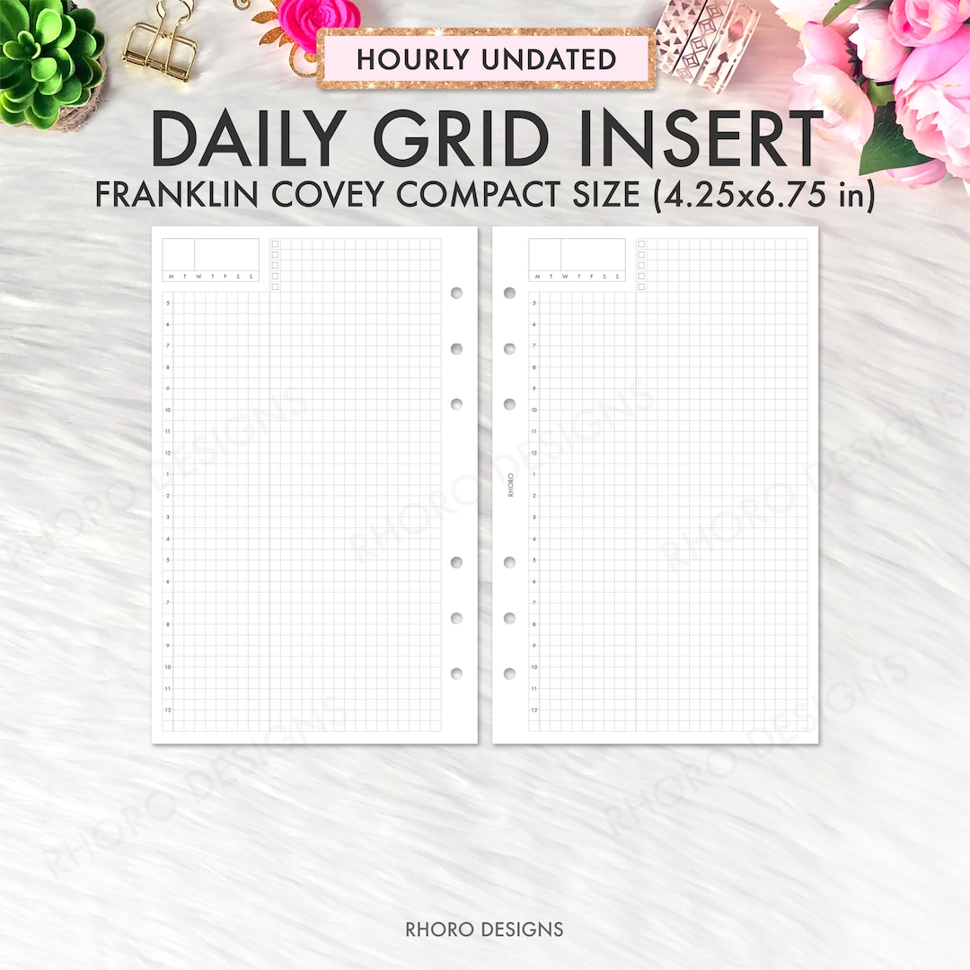 Franklin Covey Inserts, Hobonichi Style Daily Grid Inserts, Franklin Covey Compact Inserts