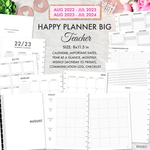 Happy Planner Classic Teacher Weekly Plan Printable Inserts Etsy