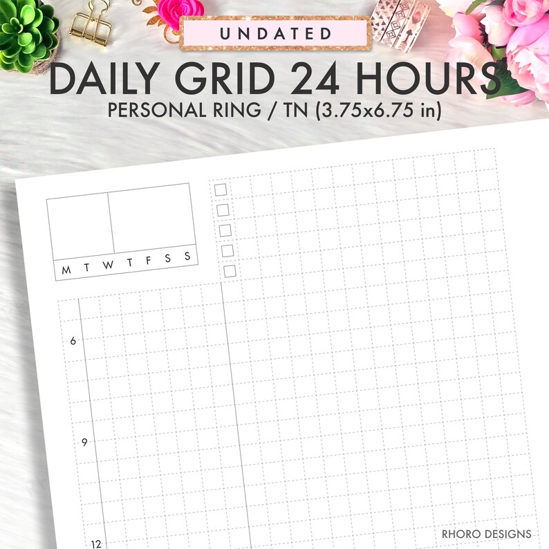Personal Rings Daily Printable Daily Grid Inserts Daily Grid Etsy