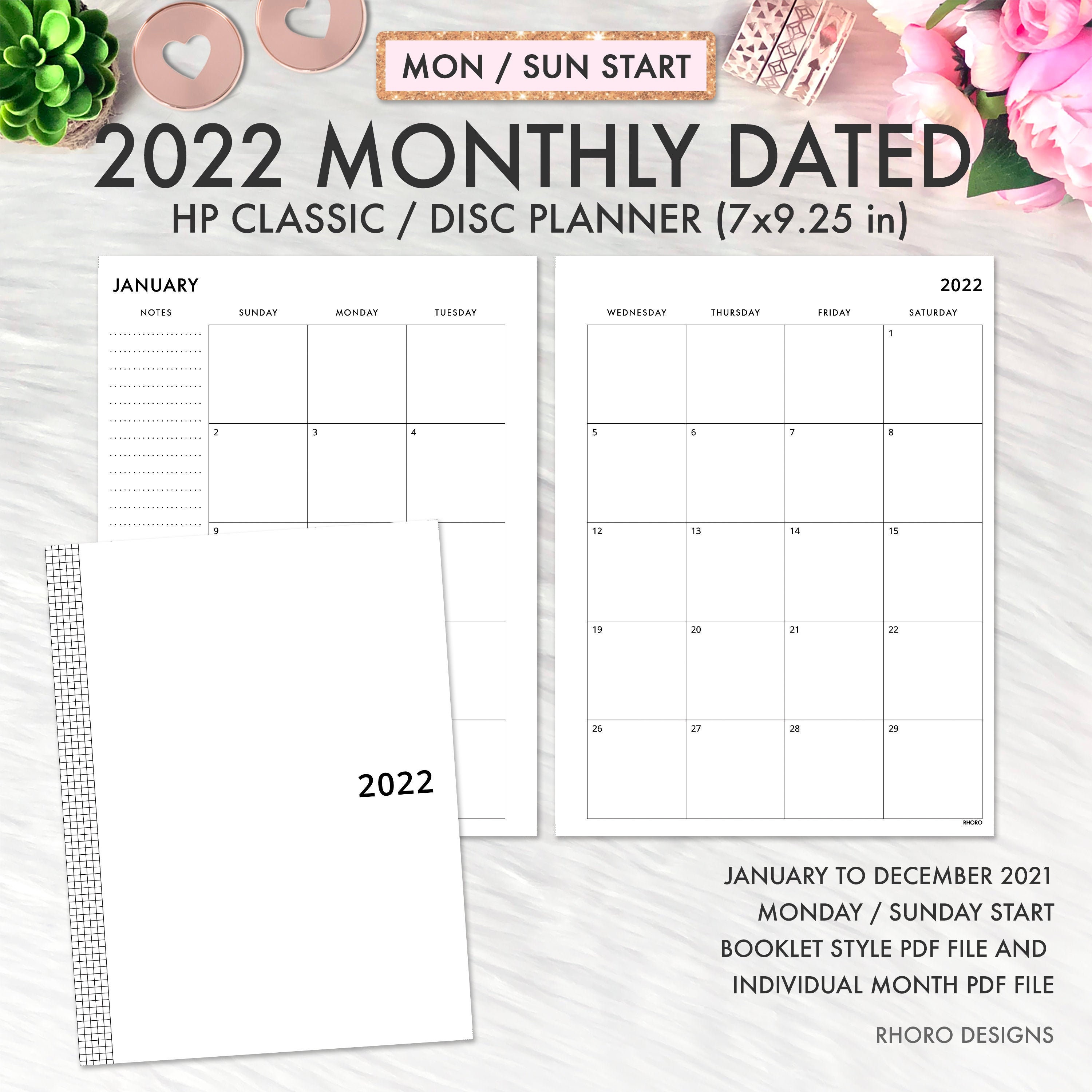 2022 classic happy planner 2022 monthly printable 2022 etsy