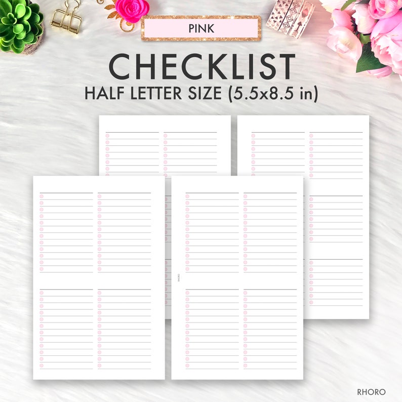 Half Letter Planner Inserts Printable Checklist Printable Etsy Canada