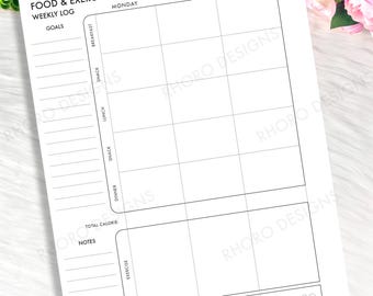 CLASSIC HAPPY PLANNER Fitness Printable Insert Pdf, Food Log Exercise Log, Food Tracker Weekly Undated Happy Planner Refill Printable Insert